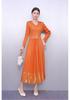 Elegant Plus Size Pleated Faux Two-Piece Dress with Hot Stamping