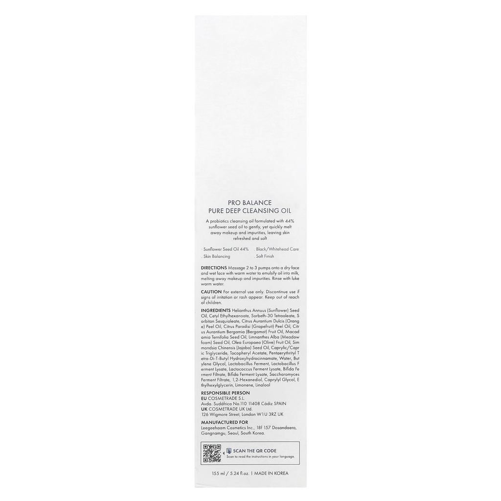 Dr. Ceuracle, Pro Balance Pure Deep Cleansing Oil, 155 Ml (5.24 Fl Oz)
