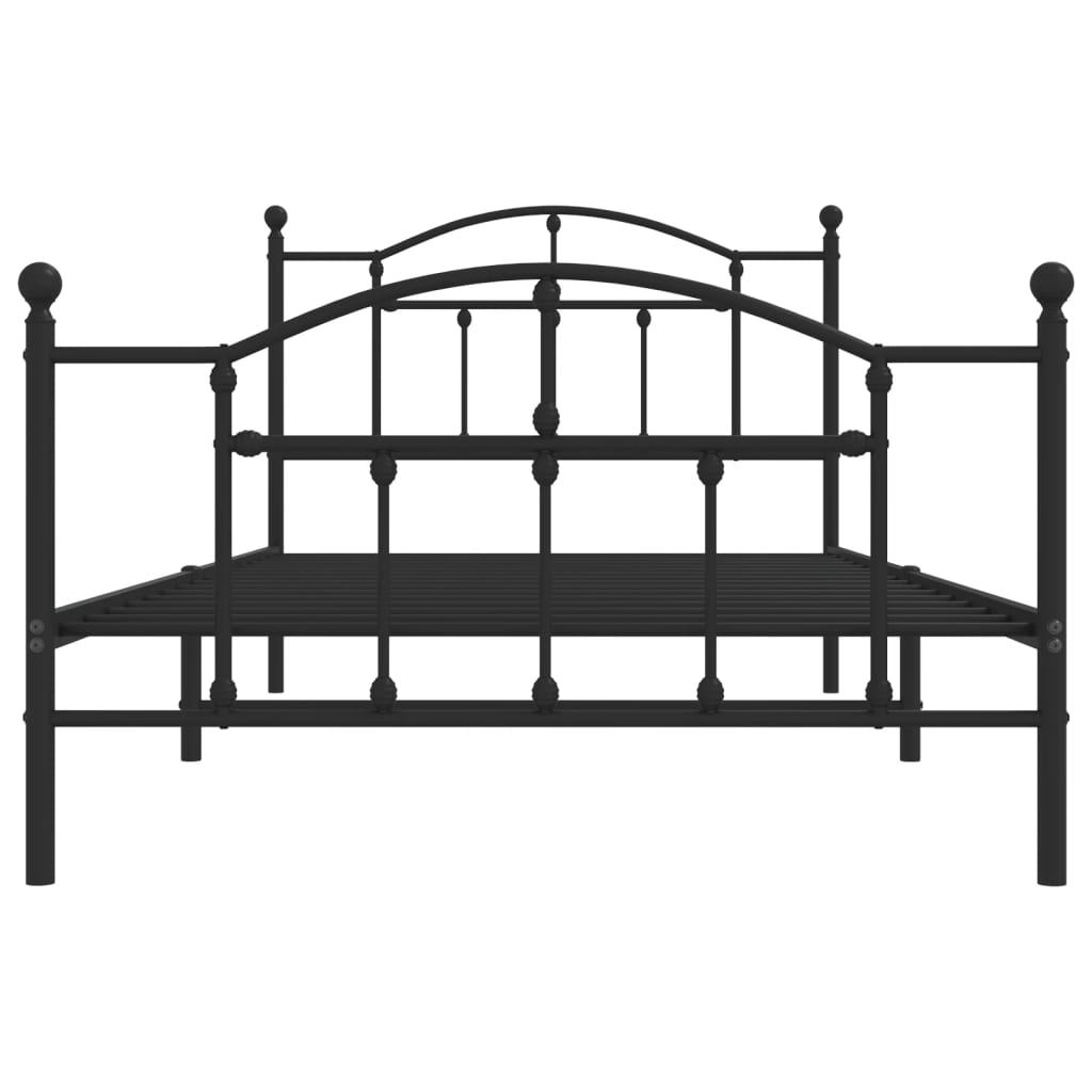 Metal Bed Frame with Headboard and Footboard Black 107x203 cm