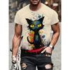 Funny 3D Animal Print Men's T Shirt Casual O-Neck  Short Sleeve  Fashion Streetwear Male Clothing Cat T-Shirts