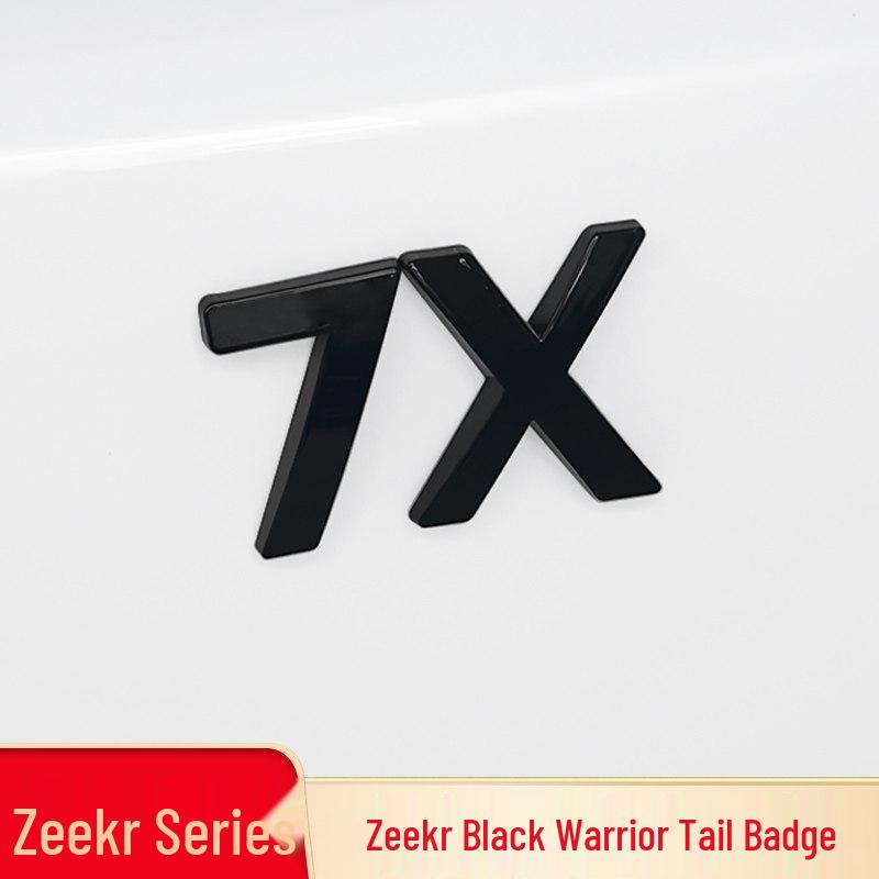 Zeekr 7X 001 007 Benutzerdefiniertes Autoemblem Schwarze Schrift Schwarzer Krieger Kun Ming Aufkleber