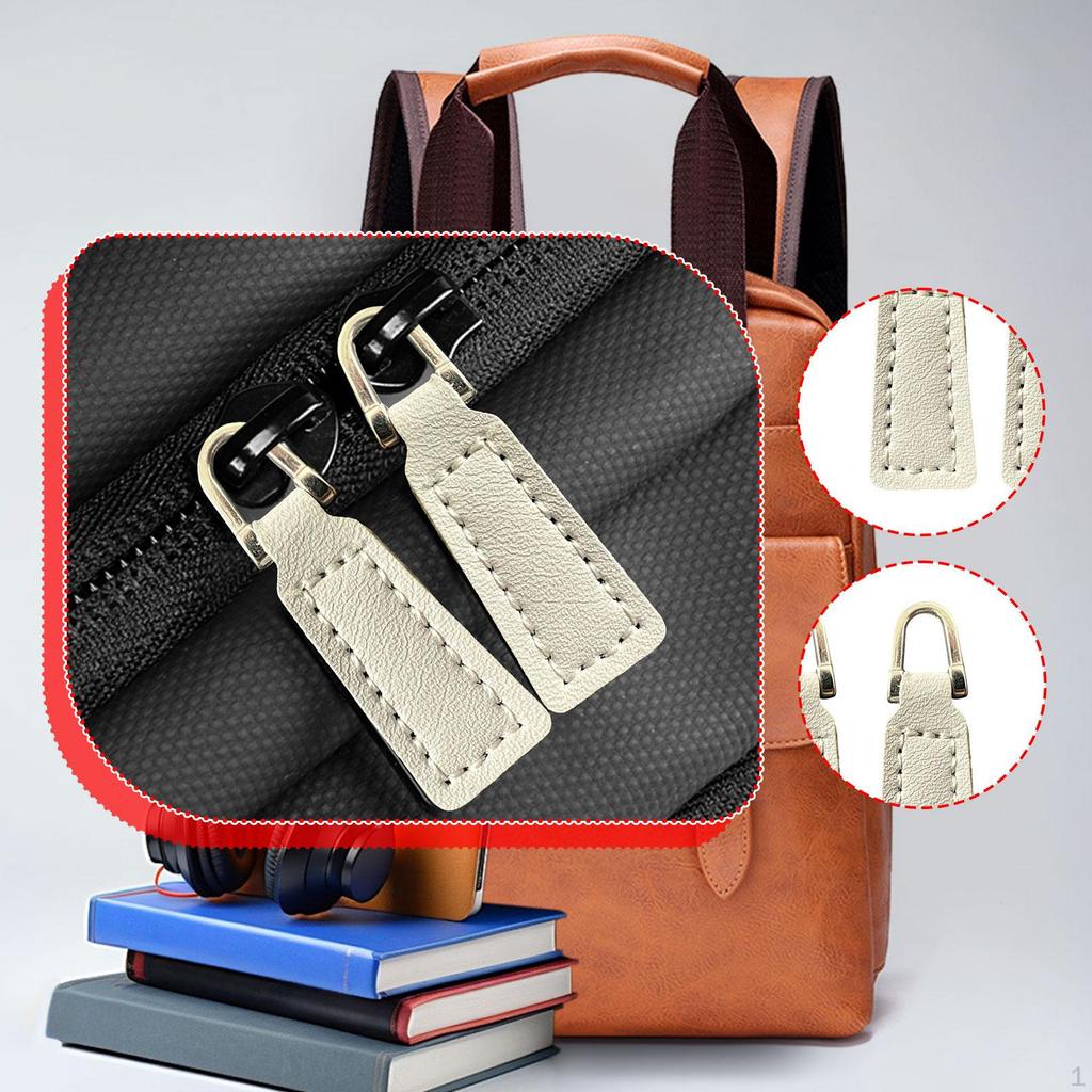 2Pcs Zipper Pulls Artificial Leather Repair Pull Strap Pullers Zip Puller Tag for Jacket Boot