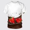 Summer Round Neck Delicious Fruit Strawberry Pattern 3D Print Top Fashionable Casual Short Sleeved Men's and  Women's Unisex T-shirts