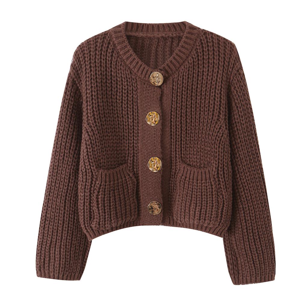 Beautiful Style, Wholesale Women's Clothing, Fashionable and Versatile Temperament, Casual Design, Solid Color Thick Needle Sweater.