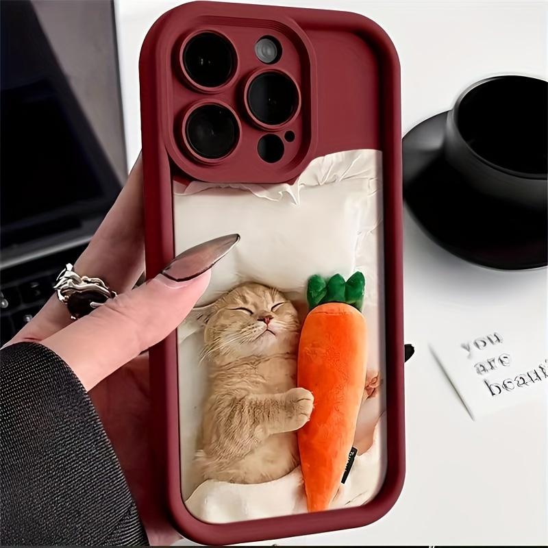 Cute rabbit and carrot patterned phone case for iPhone 16 15 14 13 12 11 Pro/ Max/Plus shock-proof back cover anti-fingerprint