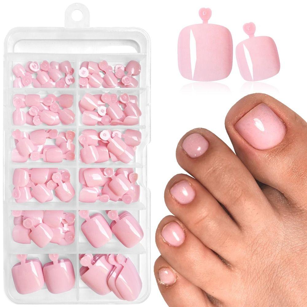 120Pcs Glossy Women Fake Toe Nails Nude Toe Nail Tips New Fake Toenails