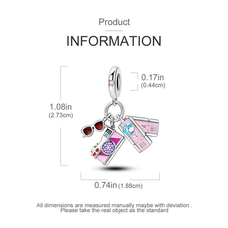 Charms Copper Sunglasses Camera Suitcase Pendant Beads Fit Charms Plata Original Bracelet Beads Women Jewellery Making
