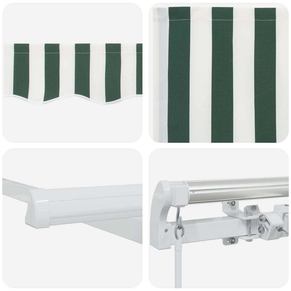 Retractable Awning Green and White 400 X 300 Cm