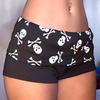 Shorts VIONA Imprimé Crâne Mode Décontractée Bloc de Couleurs Y2K Sexy Mince Polyvalent Streetwear Taille Basse Couleur Unie Vêtements pour Femmes Américaines