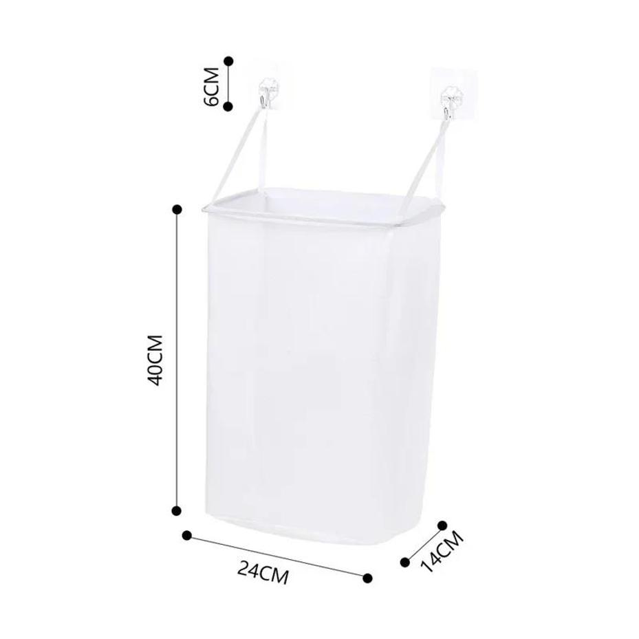 1 Pcs Home Foldable Multifunctional Wall Hanging Laundry Basket Washing Clothes Organizer Mesh Storage Punch Free Adhesive Hook