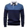 Men's Collared Pullover Sweatshirt, Loose Fit Color Block Long Sleeve Sweatshirt, Ribbed Cuffs Casual Spring Fall Top