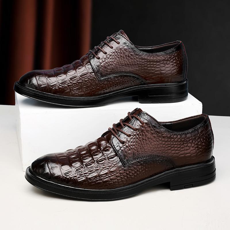 Luxusní značka Pánské Oxfordské boty Pravá kůže Ležérní boty Krokodýlí vzor Šněrovací Formální společenská obuv Venkovní Obchodní obuv
