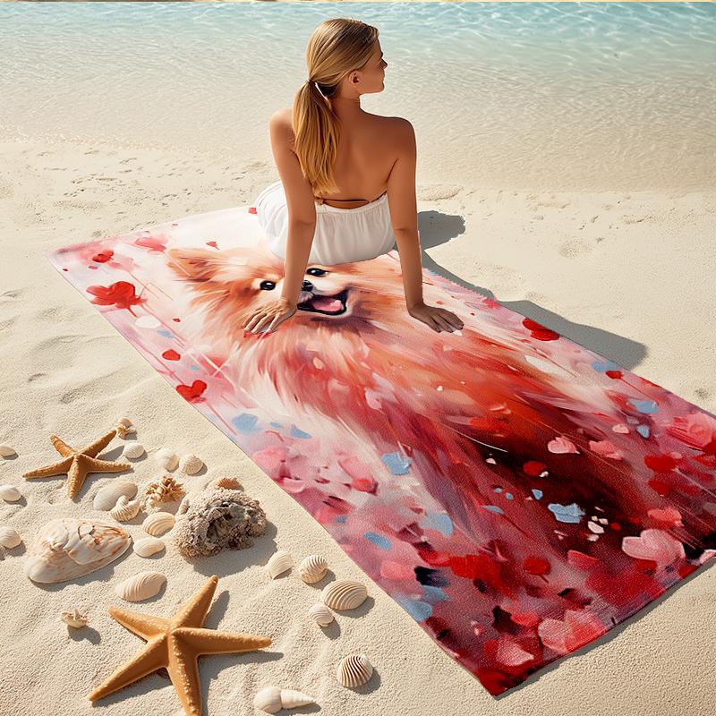 1Pc Pomeranian Heartland Beach Towel Quick Dry Multiuse For Beach Pool Gym Yoga Home Travel Christmas Halloween Xmas Gift G1167