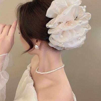 Elegantes Temperament Perle große Blase Haarspange für Frau Hai-Klammer Mode Mädchen Hinterkopf Haarklammer