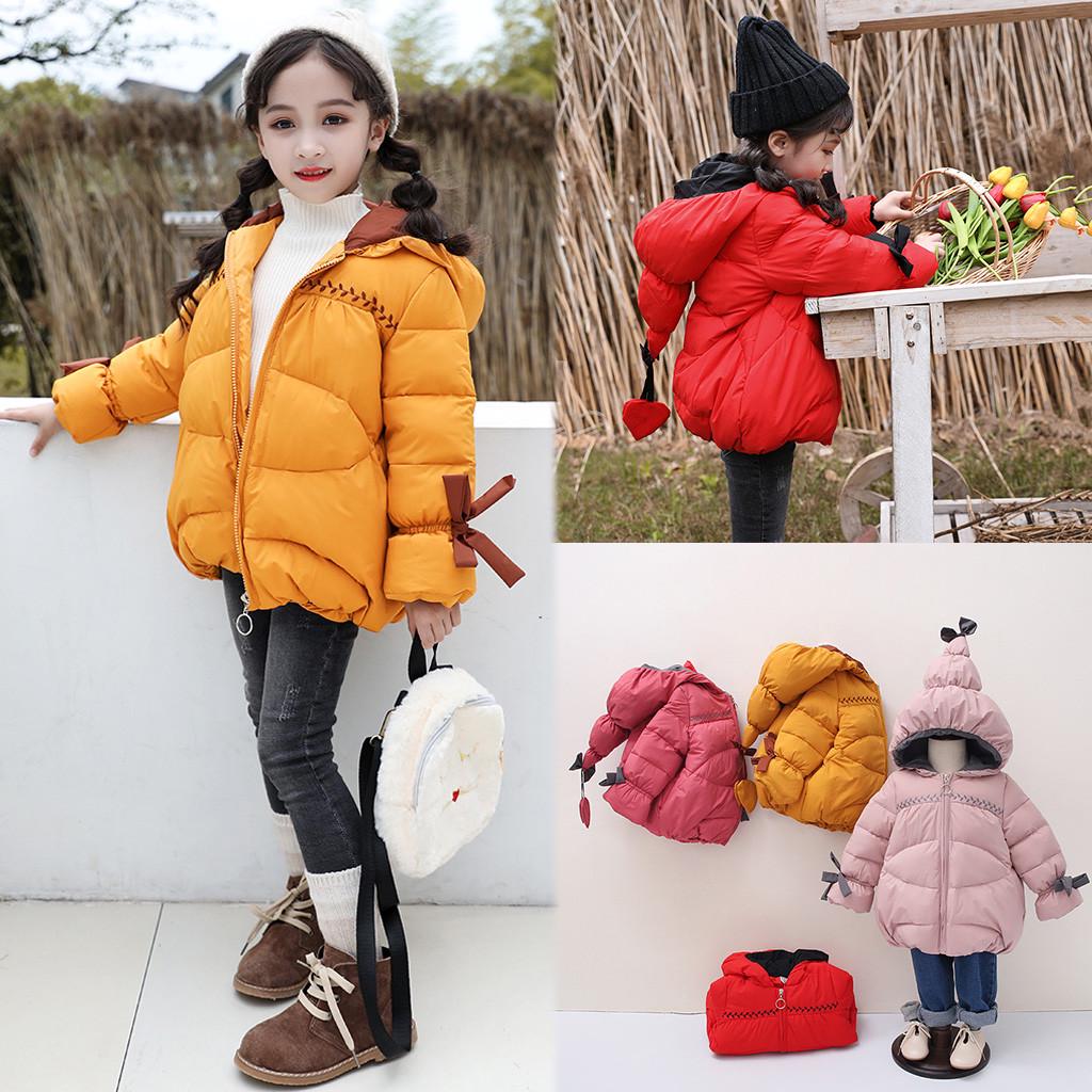 Newest Sweet Bowknot Faux Fur Coat Kids Girls Warm Thicken Winter Parka Outwear