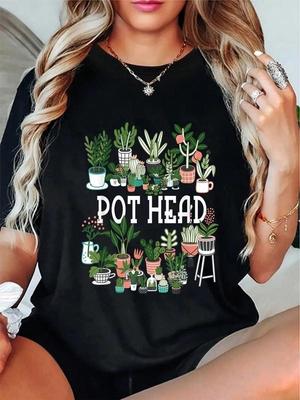 100% Cotton Plant Lover And Gardener: Pot Head Succulent Short Sleeve T-Shirt