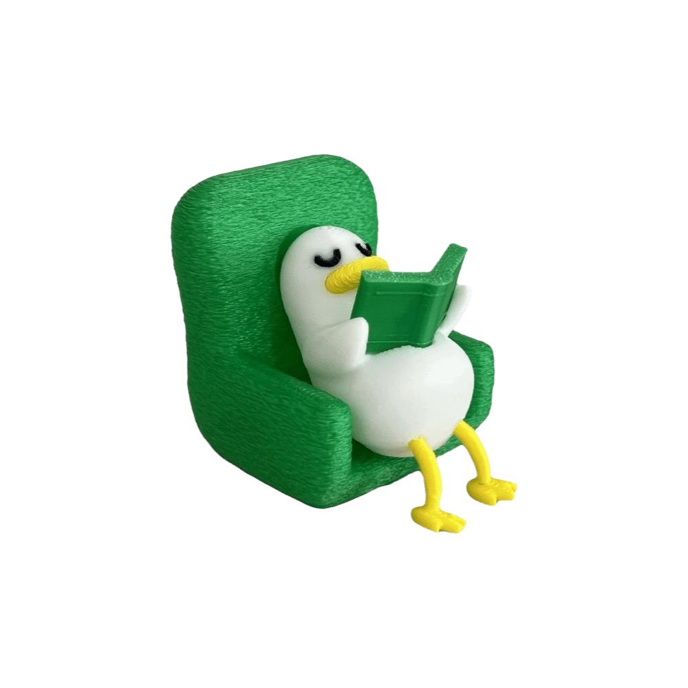 3D Printed Laying Duck Statue Creative Reading Duck Ornaments Desktop Ornaments Desktop Use зелёный