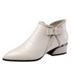 New Women's Boots Chelsea Boots Bow Side Zipper Square Heel Middle Heel Short Shoes