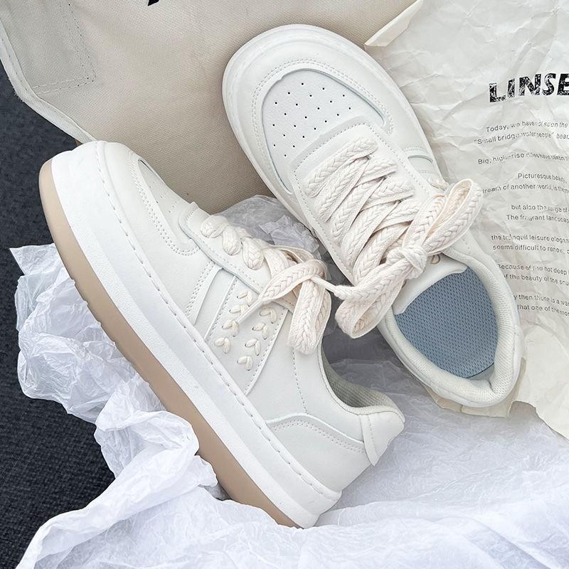 Sewing Chunky Sneakers Women Shoes Female Flat Platform Shoes Woman Sneakers Lace up Leather Women's Shoes Sneakers Plus Size