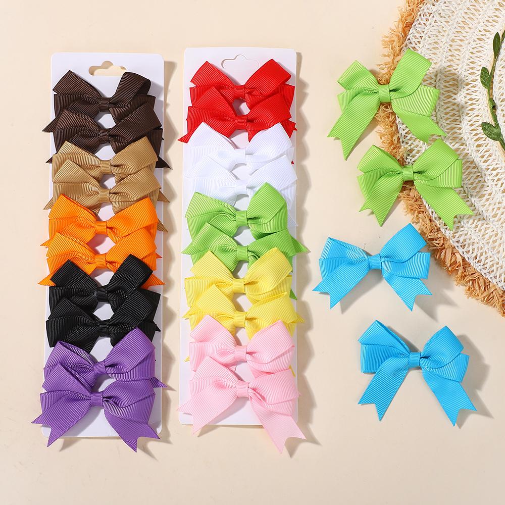 40pcs Solid Color Webbing Bow Hair Clip Children's Boutique Bangs Hair Clip Random 4 Sets of Hair Clips