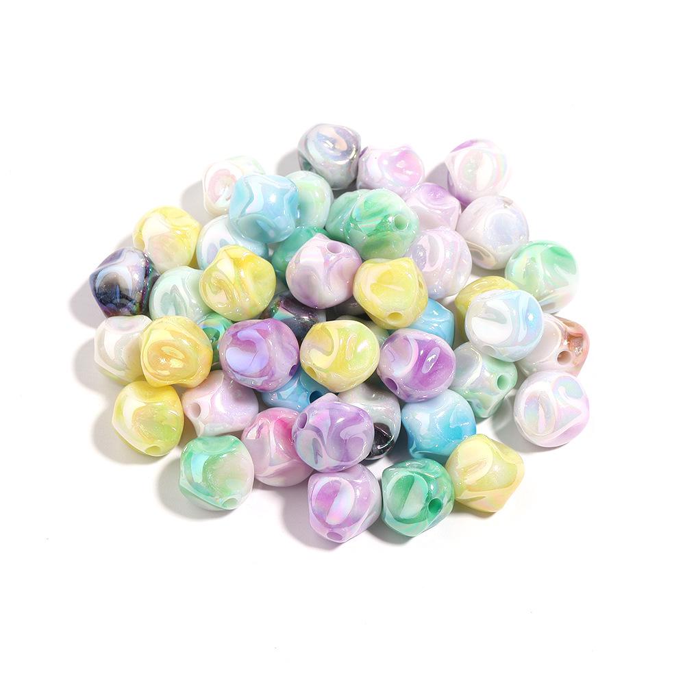 20-Piece Pack of Iridescent Gradient Five-Pointed Star Flower Acrylic Beads for DIY Bracelets