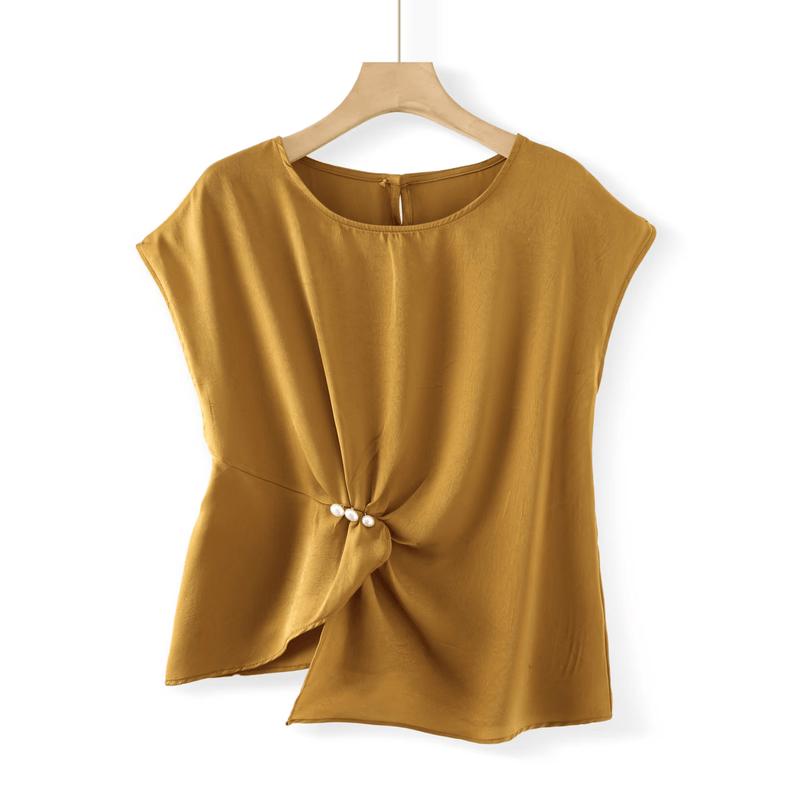 Elegant Middle-Aged Women s Short Sleeve Top 2XL (105-120 lbs)