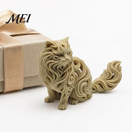 Artistic Persian Cat Statue 3D Printed Ornament, Hollow Animal Figurine Delicate Texture Design, Decor Compact Desktop Decor, Creative Gift
