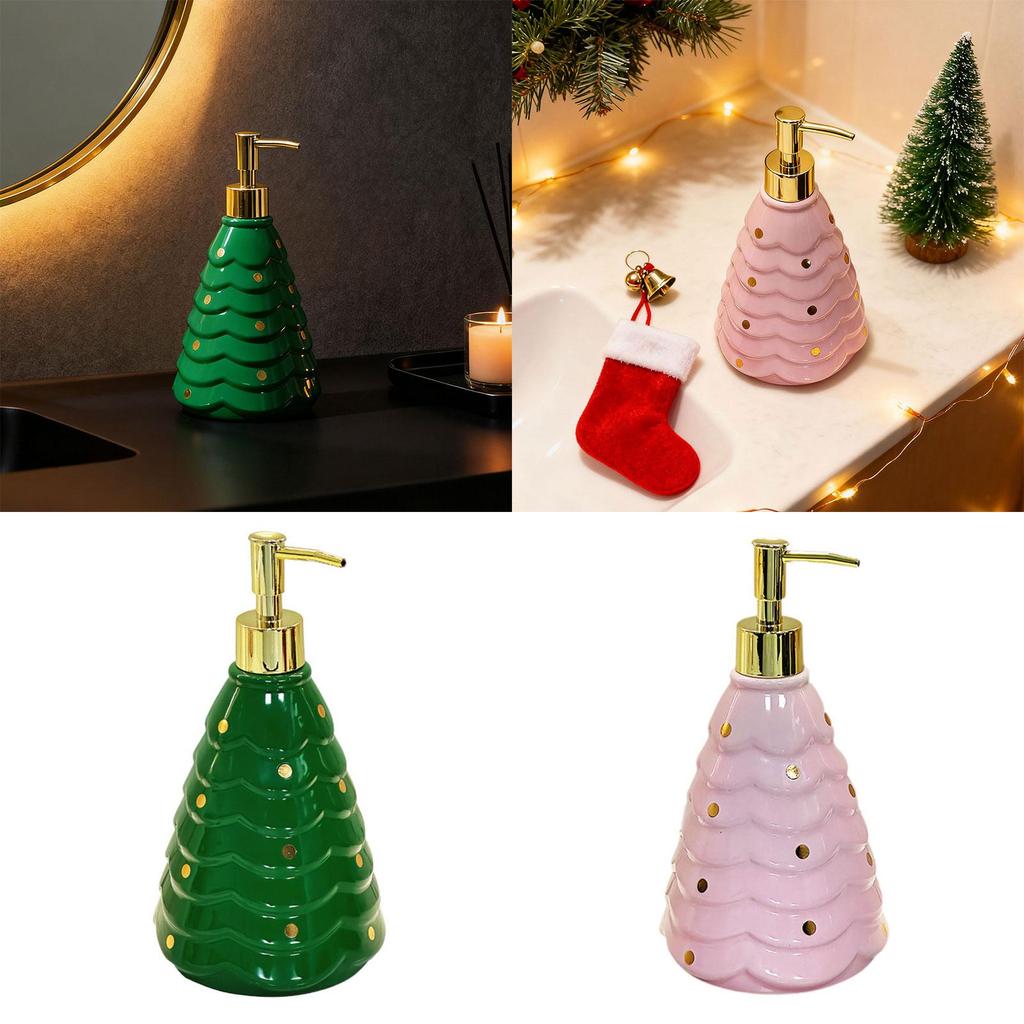 Xmas Tree Hand Soap Liquid Dispenser Lotion Dispenser Christmas Decor Container for Laundry Room Bathroom Vanity Washroom