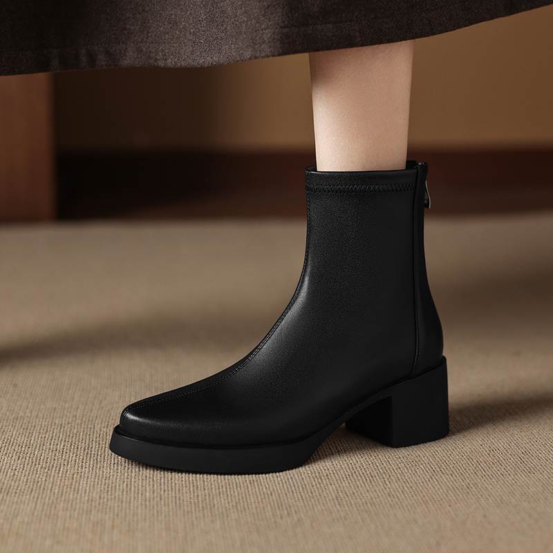 Krazing Pot Microfiber Round Toe Thick Heels Modern Boots Size 42 Zip Platform Beauty Lady Women Ankle Boots