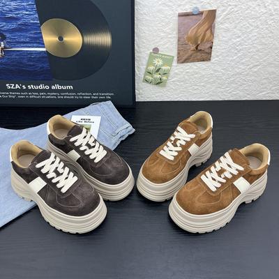 [Fanfuna] 2025 automne nouvelles chaussures muffin à semelles épaisses pour femmes polyvalentes petite augmentation de hauteur à lacets mode sport