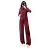 Spring Casual Fashion Set: Women's Korean-Style Zipper Cardigan Hoodie with Wide-Leg Pants, Two-Piece Set