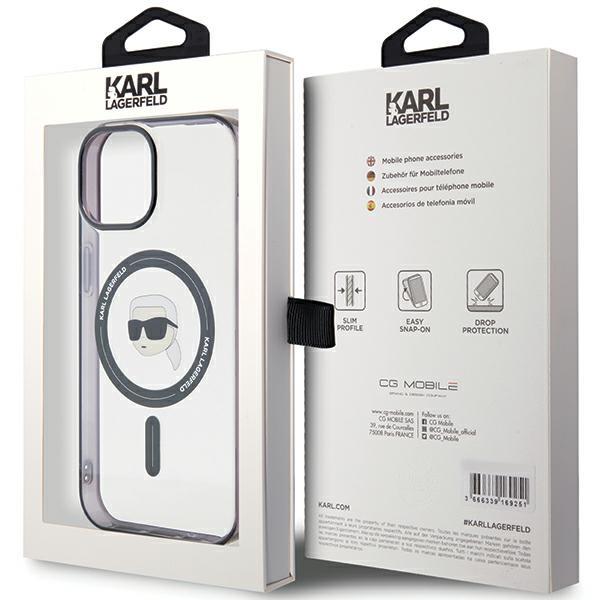 Karl Lagerfeld KLHMP15SHKHNOTK iPhone 15 / 14 / 13 6.1" Transparent Hardcase IML Karl`s Head MagSafe