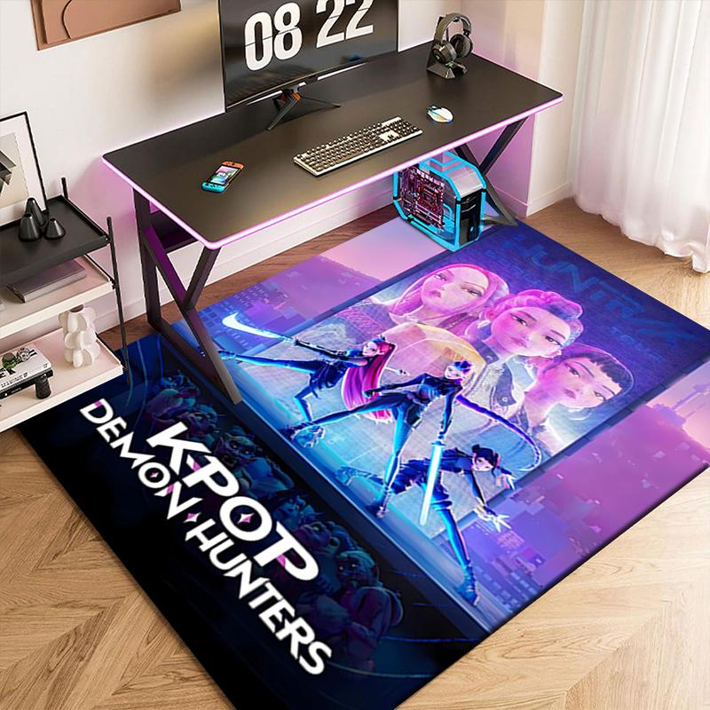 1pc K-Pop Devil Hunter Sweeps the Globe Carpet Rug for Living Room Bedroom Home Sofa Decoration,Kids play Non-slip Floor Mat