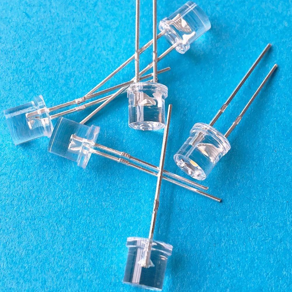 100 Stück 5 mm flache Oberseite, weiß, rot, rosa, gelb, blau, orange, warmweiß, Weitwinkel-Licht-LED