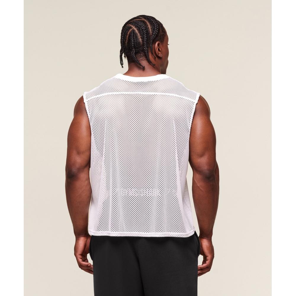Gymshark Mesh Oversized Tank White A2c6p Wb57