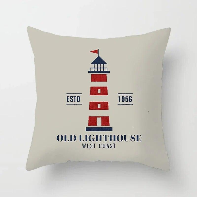 Home Decor Compass Anchor Pillow Cover Blue Mediterranean Cushion Gift Sofa Office Accessory Ornament 45x45cm