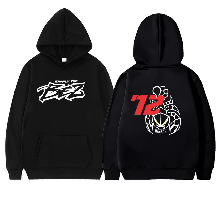 Marco Bezzecchi 2025 Motorcycle Race 72 Driver Fan Double Sided Printed Hoodies Fleece Men Women Autumn Winter Sweatshirt Unisex