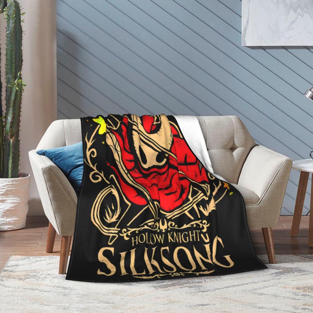 Hollow Knight Silksong Gothic Flannel Throw Fashion Blankets Indie Game for Bedspreads Knitted Fashion Blanket Office Ultra-Soft Multifuncti