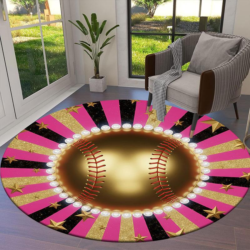 Metalball Round Area Rug,Carpet Rug for Living Room Bedroom Sofa Playroom Decor,Non-slip Floor Mat