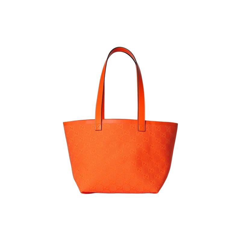 Gucci shoulder bag Summer breath solid color versatile GG canvas Tote Tote shopping handbag small size men and women same style couple model orange