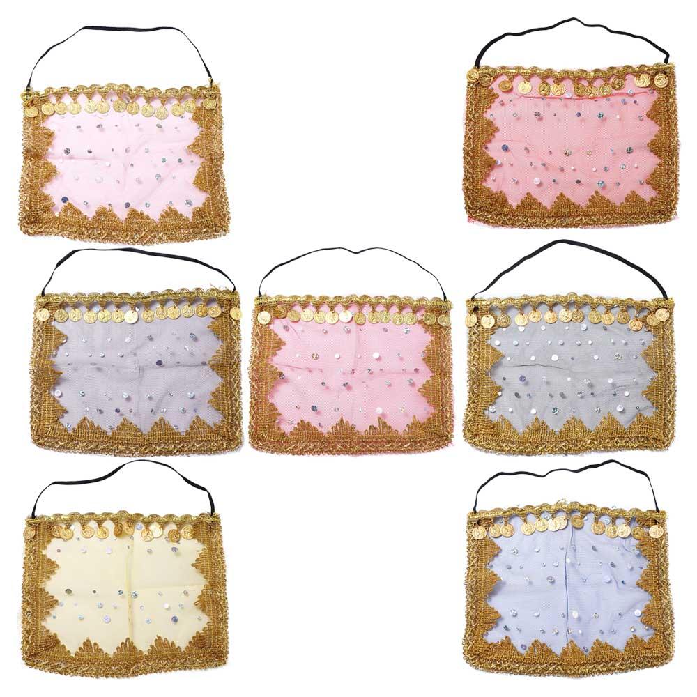 Girl Women Indian Dance Belly Dance Costumes Performance Accessories Mesh Rhinestone Face Veils