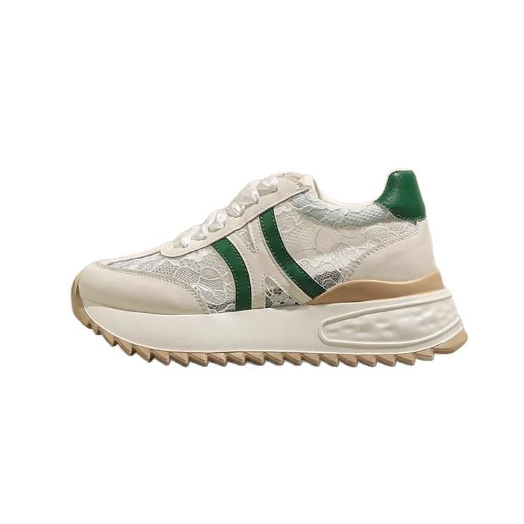 Lace breathable mesh silver Forrest Gump shoes women's summer new soft leather thick sole heightening dad shoes mesh casual shoes