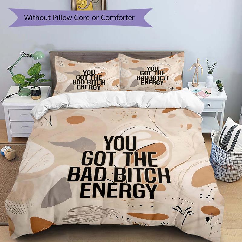 

3pcs Bad Bitch Energy Printed Quilt Set, Soft and Comfortable Quilt Cover for Bedroom 135x200cm