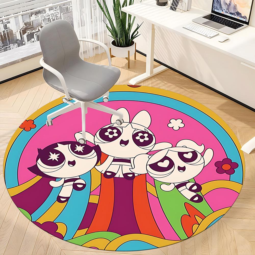 1pc Powerpuff Girls Office Round Area Rug, Under Office Chairs Bedroom Living Room Home Decor  A1022277