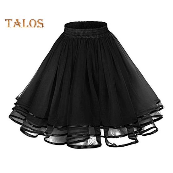 Mesh Tulle Skirt with Elastic Waistband Solid Color Three-Layered Princess Skirt Cosplay Weddings Parties Knee-Length Skirt
