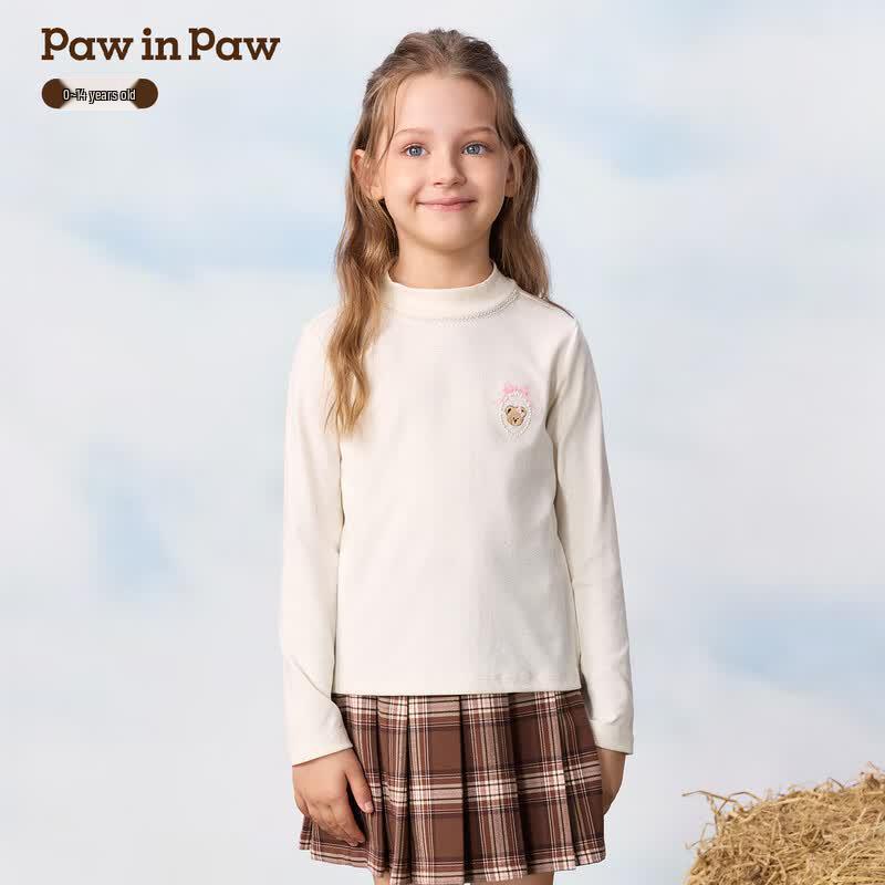 PawinPaw Girls' Cartoon Bear Long Sleeve T-Shirt