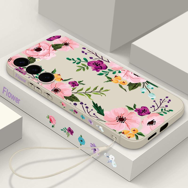 Peony Flower Case For Samsung Galaxy S25 S24 S23 S22 Ultra Plus S24 S21 FE For Magsafe Wireless Charge Magnetic Soft Phone Cover