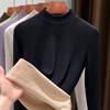 Semi-turtleneck Fleece Thickened Bottoming Shirt Women's Winter Wool Warm Fleece Integrated Fleece Long-sleeved Underwear Thermal Top