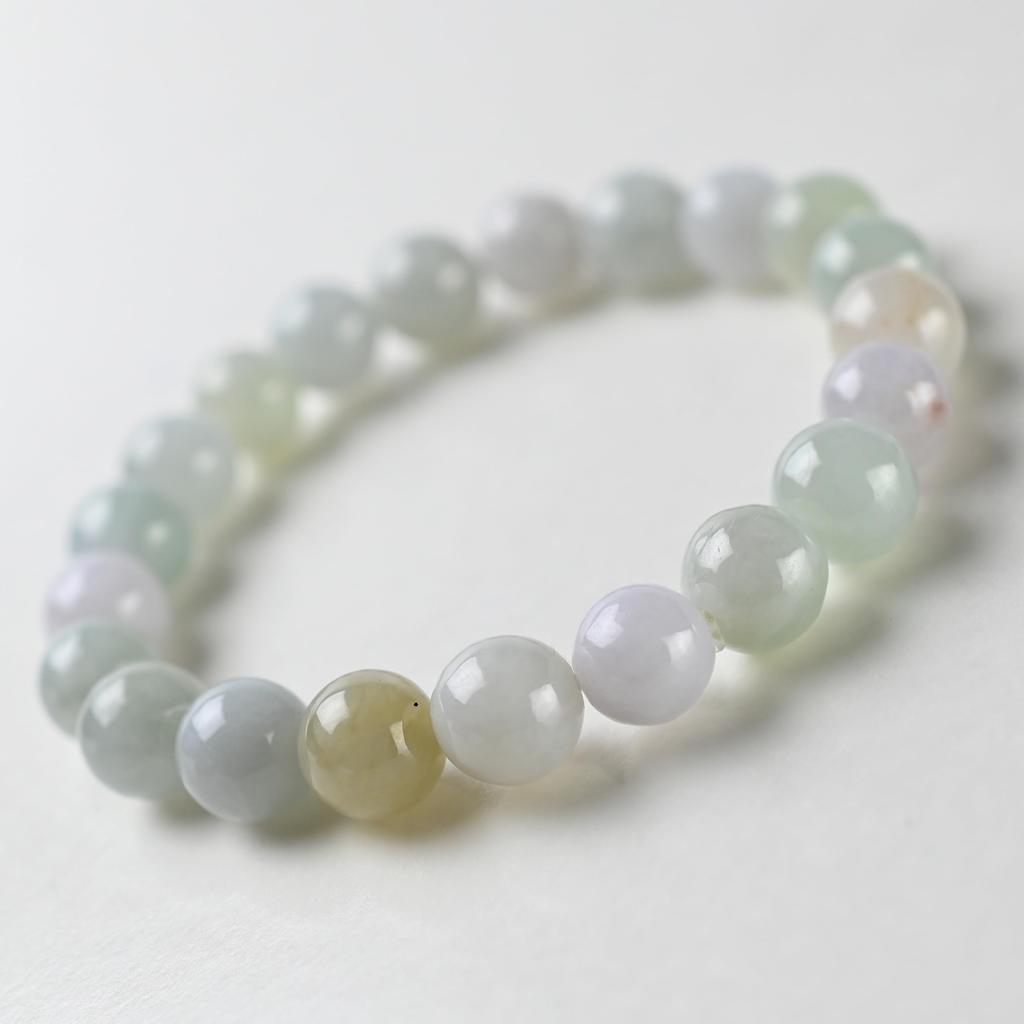 Eigado Genuine Jadeite Bracelet with Beads and 16cm Inner Natural Stone Power for Men and Prayer Good Luck Feng Shui 9.5mm Diameter, Stone, Women,