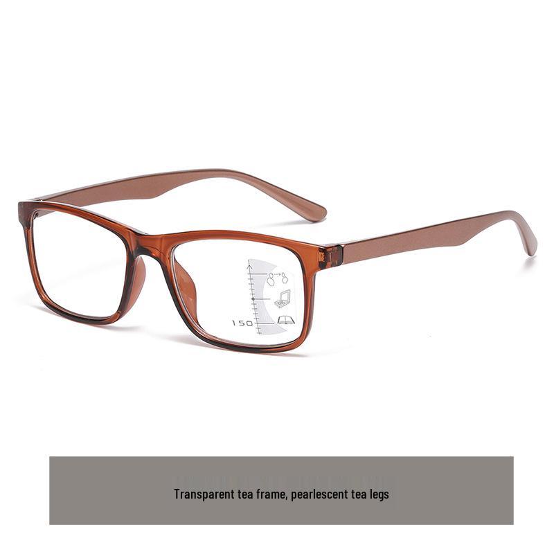 Women's Fashion Ultra-Light Progressive Multifocal Reading Glasses - Square Frame, Anti-Blue Light, Near & Far Vision.